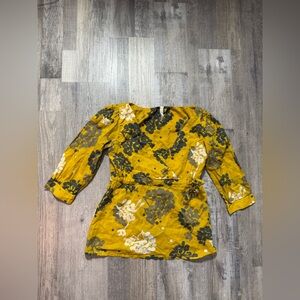Fossil Wrap Blouse in Yellow and Green